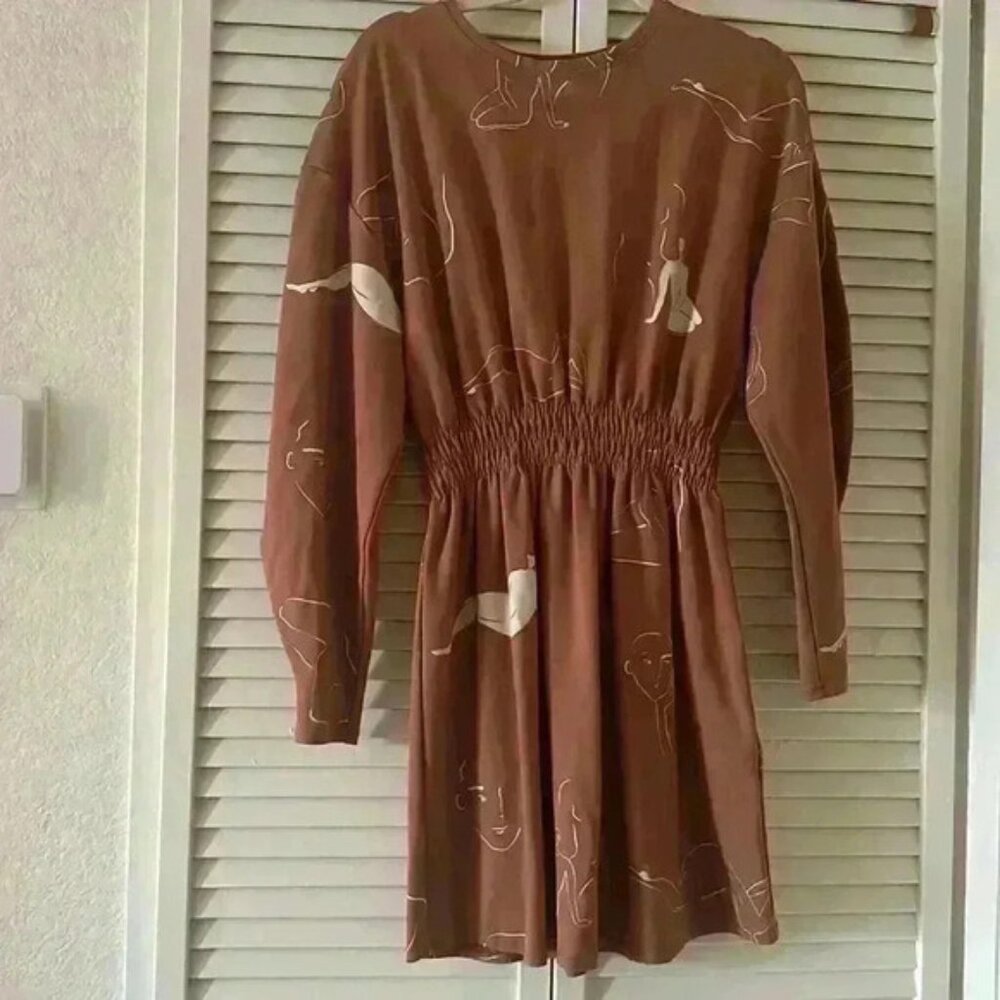Zara Brown Long Sleeve Dress